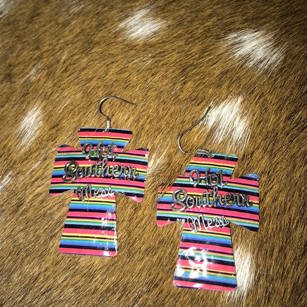 Hot southern mess serape earrings